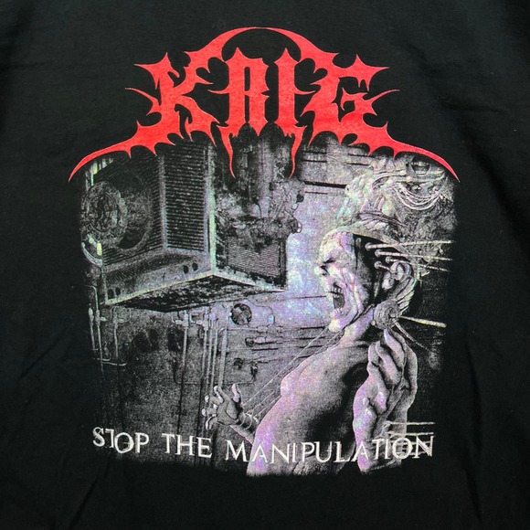 Krig Stop The Manipulation Band Tee Black Long Sleeve Graphic Shirt Death Metal - Picture 3 of 8